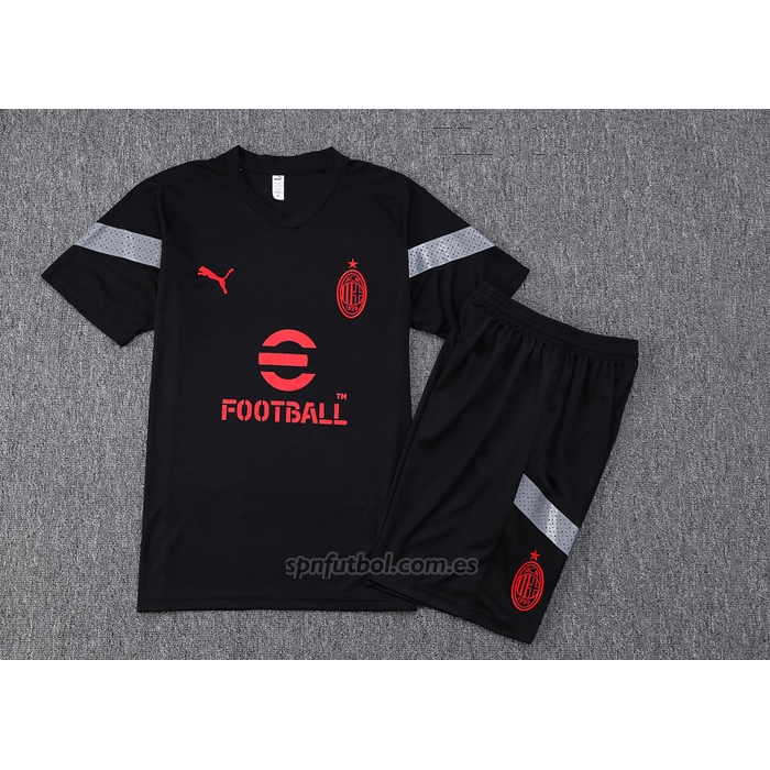 Chandal del AC Milan Manga Corta 2022-2023 Negro - Pantalon Corto
